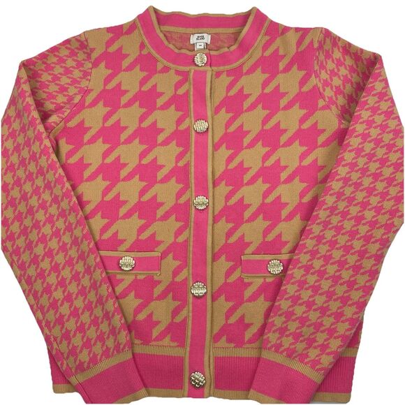River Island Pink Preppy Houndstooth Cardigan-14 - Picture 5 of 13